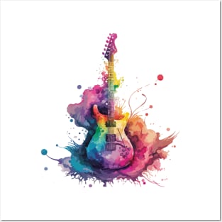 Colorful guitar Posters and Art